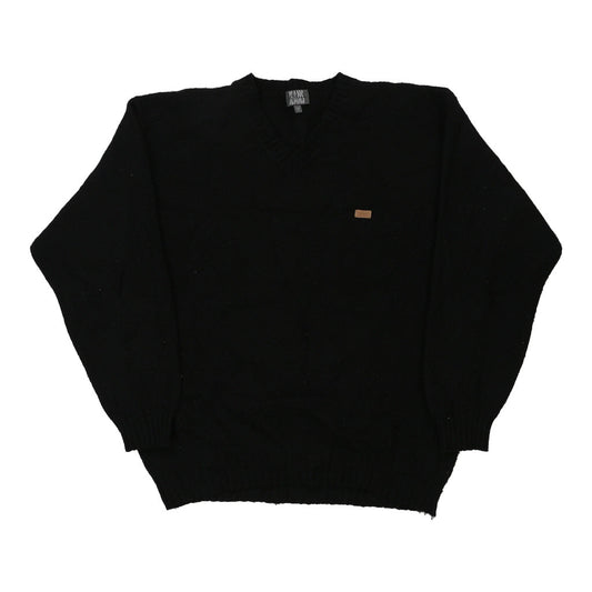 Vintage Les Copains V-neck Jumper - 2XL Black Wool