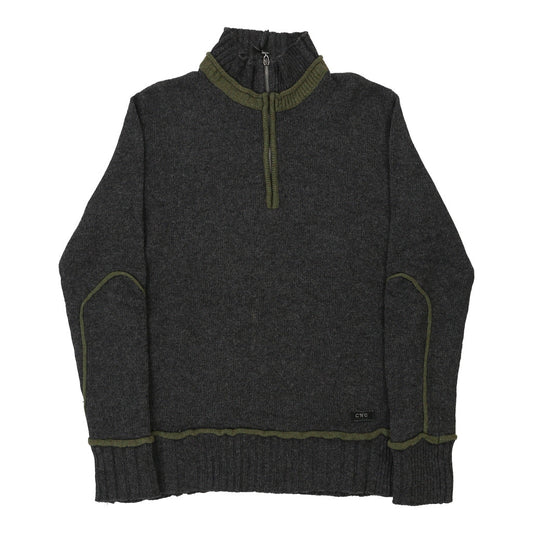 Vintage Costume National 1/4 Zip - XL Grey Wool Blend
