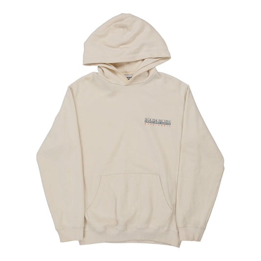Vintage Napapijri Hoodie - Small Cream Cotton Blend