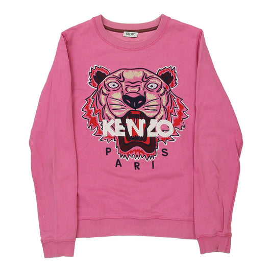 Vintage Kenzo Graphic Sweatshirt - Small Pink Cotton Blend