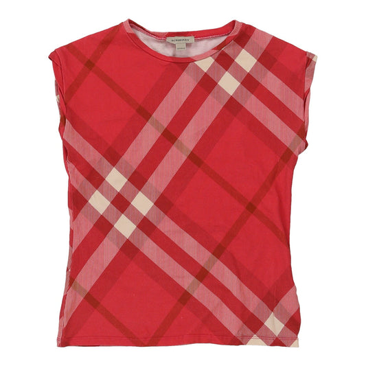 Vintage Age 12 Burberry Novacheck T-Shirt - Medium Pink Cotton