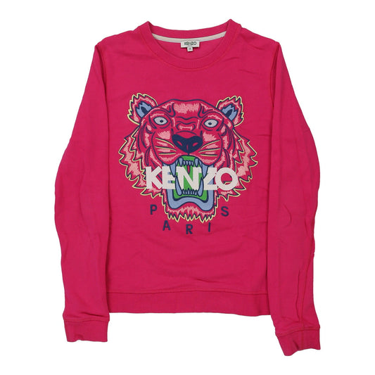 Vintage Kenzo Graphic Sweatshirt - Medium Pink Cotton Blend