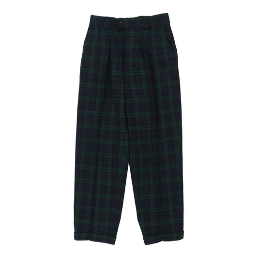 Vintage Benetton Checked Trousers - 27W UK 10 Navy Acrylic Blend