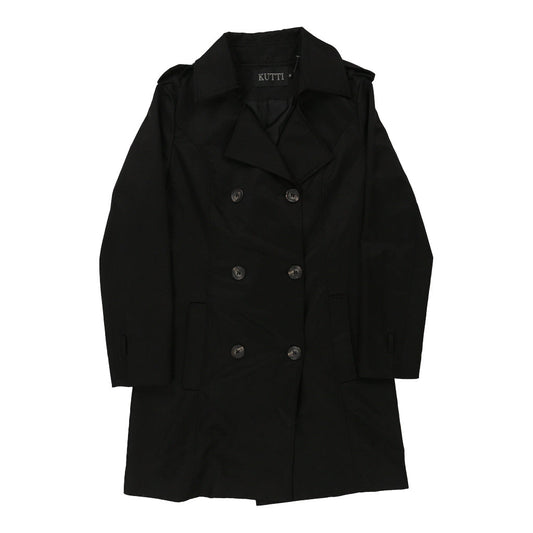 Vintage Kutti Trench Coat - Medium Black Cotton
