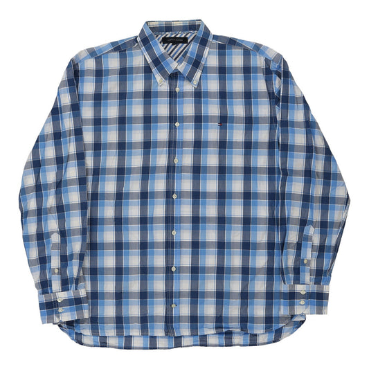 Vintage Tommy Hilfiger Checked Shirt - 2XL Blue Cotton