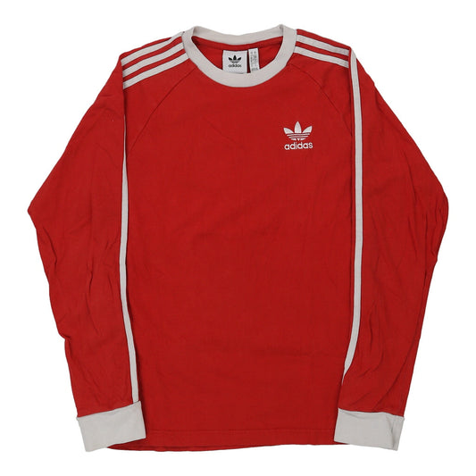 Vintage Adidas Long Sleeve T-Shirt - Small Red Cotton