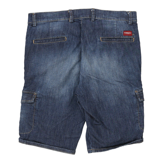 Vintage Elastic Carrera Cargo Denim Shorts - 36W 12L Blue Cotton