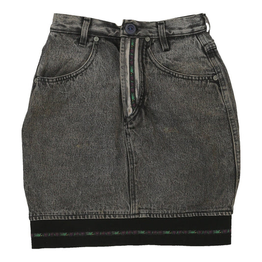 Vintage Marzullo Jeans Mini Denim Skirt - 24W UK 4 Grey Cotton