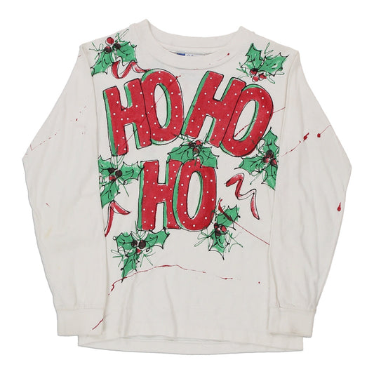 Vintage white Age 10 Alexis Lea Long Sleeve T-Shirt - boys medium