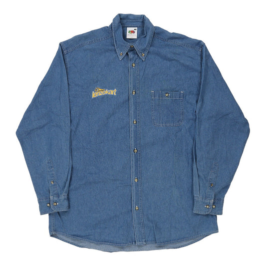 Vintage Lenzokart Fruit Of The Loom Denim Shirt - Large Blue Cotton