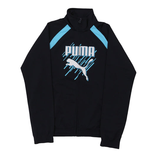 Vintage Age 11-12 Puma Graphic Track Jacket - Large Navy Polyester