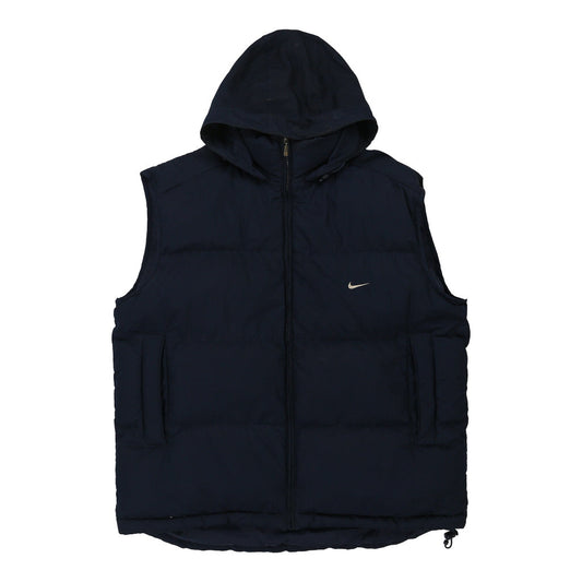 Vintage Nike Gilet - Large Navy Down And Feather