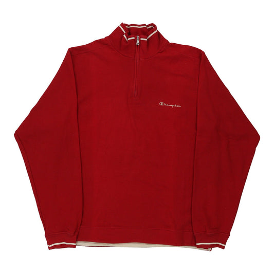 Vintage Champion 1/4 Zip - Medium Red Cotton
