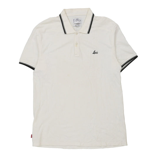 Vintage Levis Slim Fit Polo Shirt - 2XL White Cotton