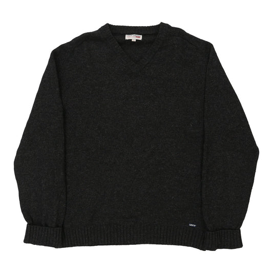 Vintage Levis V-neck Jumper - XL Grey Wool