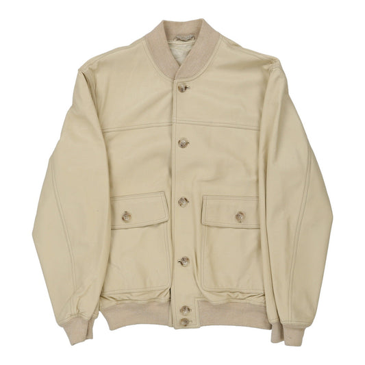 Vintage Unbranded Leather Jacket - Medium Cream Leather