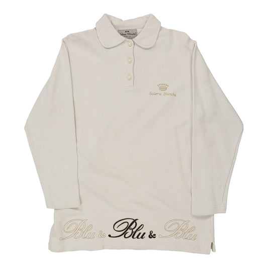 Vintage Galerie Blanche Collared Sweatshirt - XL White Cotton