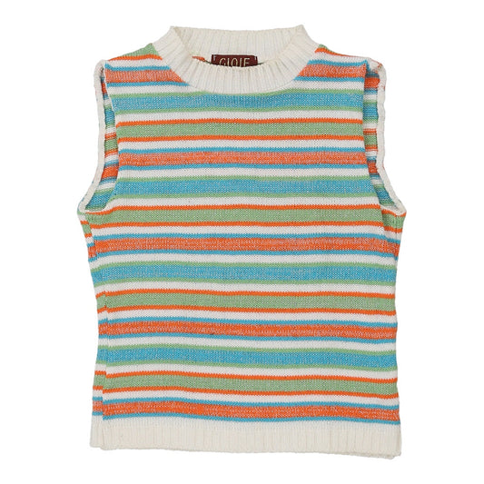Vintage Unbranded Striped Top - Small Multicoloured Polyester Blend