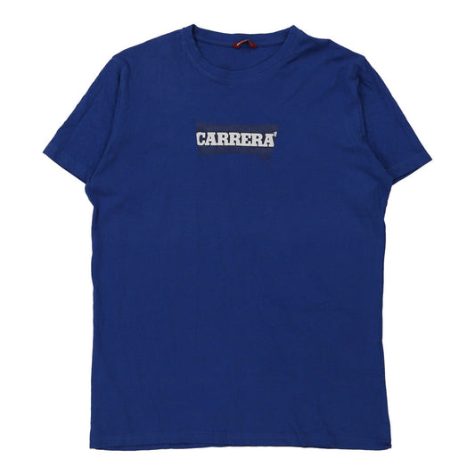 Vintage Carrera Spellout T-Shirt - Large Blue Cotton