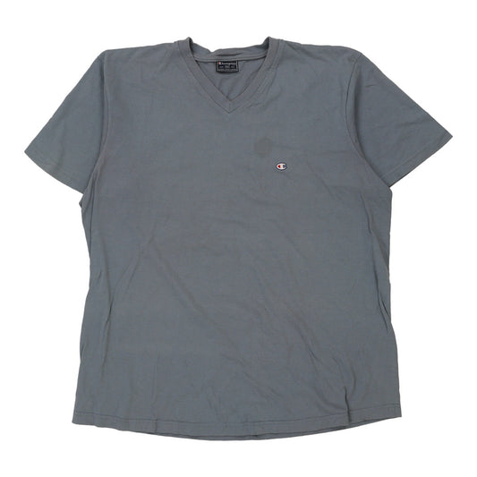 Vintage Champion V-neck T-Shirt - 2XL Grey Cotton