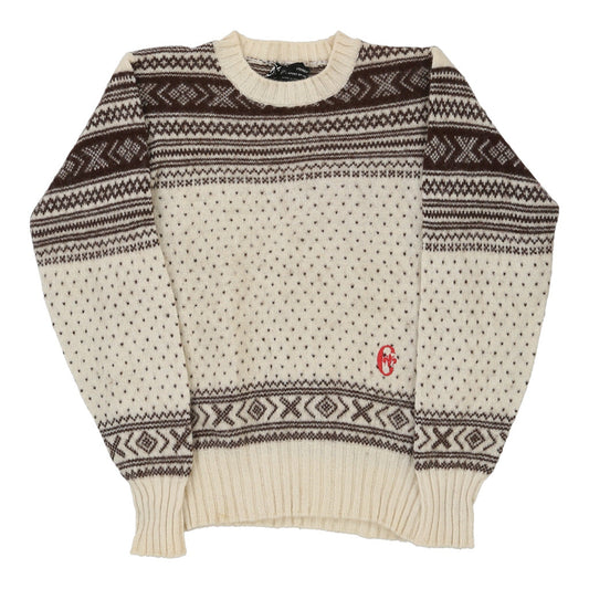 Vintage cream 1980s Conte Of Florence Jumper - mens small