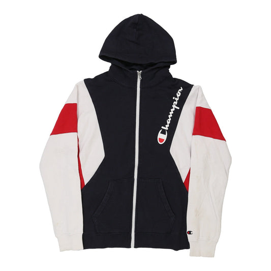 Vintage Champion Hoodie - Small Navy Cotton Blend