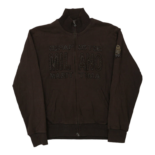 Vintage Milano Marittima Papete Zip Up - Large Brown Cotton