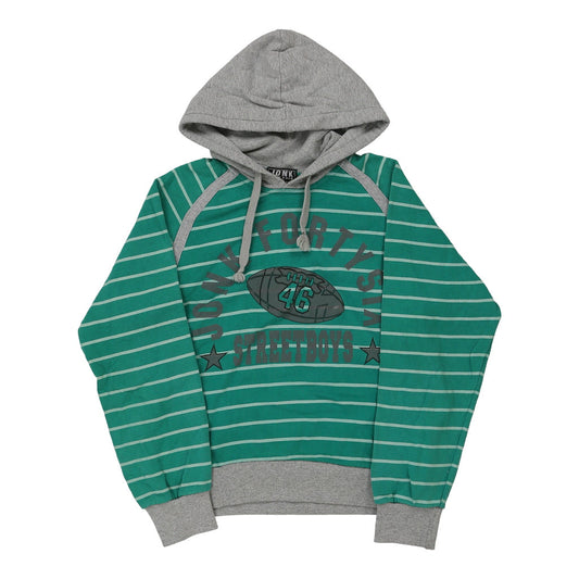 Vintage Age 12-13 Jonk Striped Hoodie - Large Green Cotton
