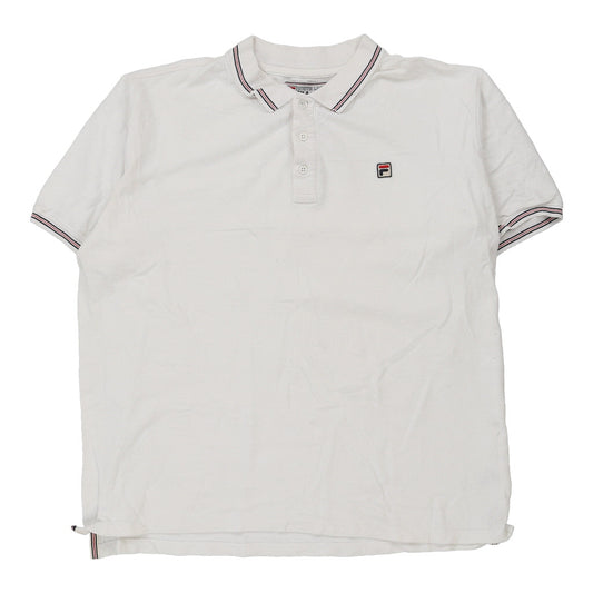 Vintage White Line Fila Polo Shirt - 2XL White Cotton