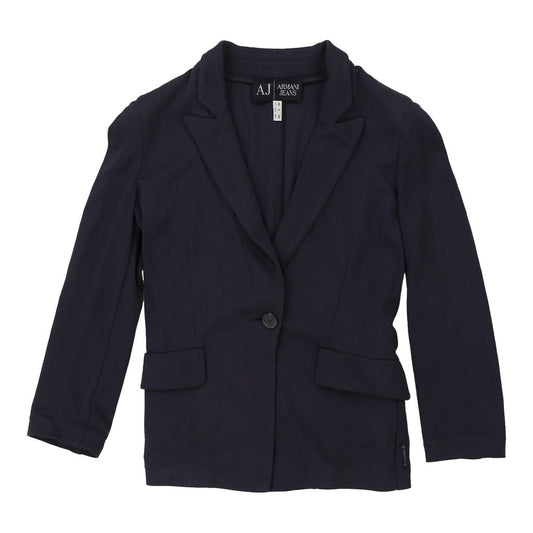 Vintage Armani Jeans Blazer - Small Navy Cotton Blend