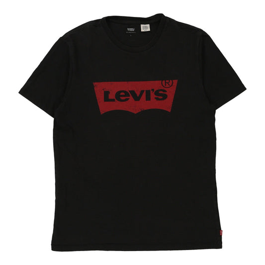 Vintage Levis Spellout T-Shirt - Small Black Cotton