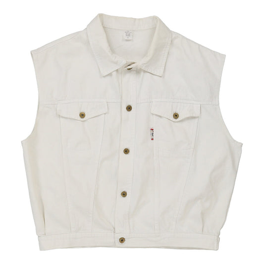 Vintage white Unbranded Denim Gilet - mens x-large