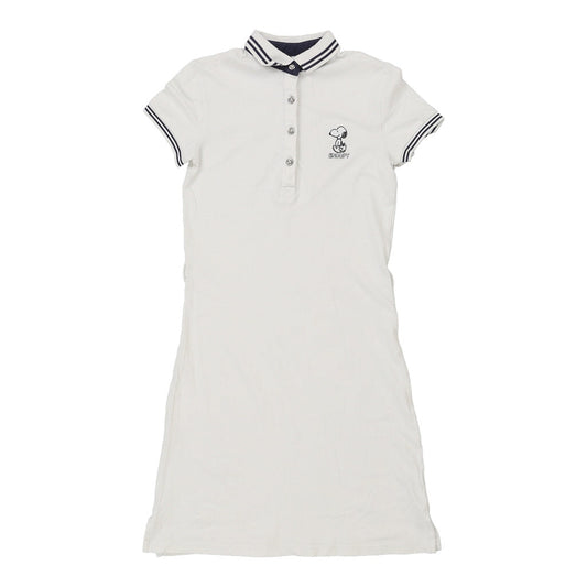 Vintage Snoopy Schulz Polo Dress - Small White Cotton