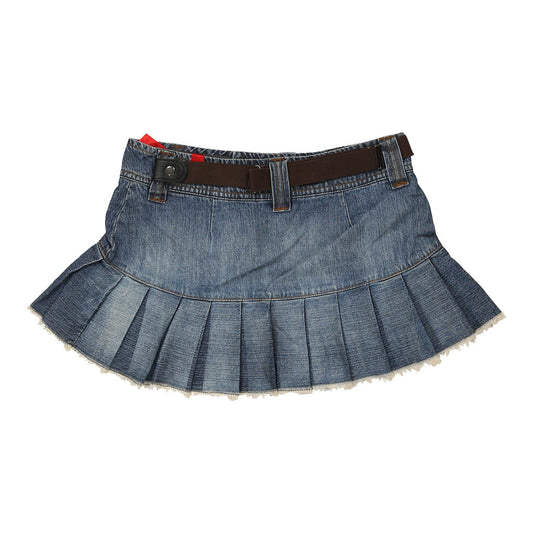 Vintage Yes Miss Mini Denim Skirt - 30W UK 10 Blue Cotton