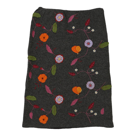 Vintage Custo Embroidered Skirt - Medium Grey Angora Blend