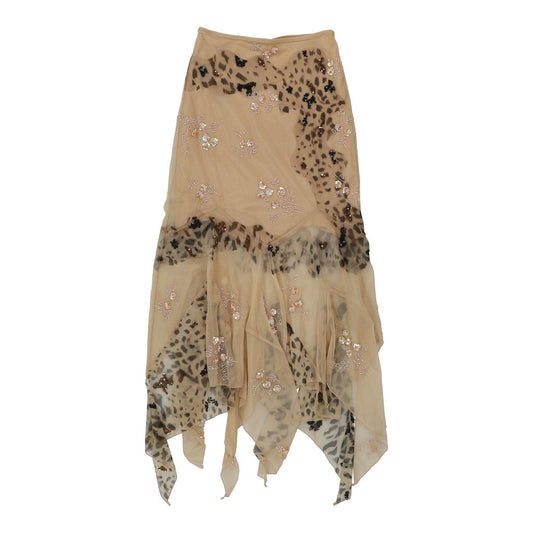 Vintage Unbranded Animal print Skirt - Medium Beige Viscose Blend