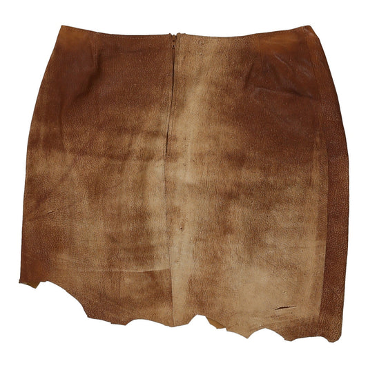 Vintage Unbranded Mini Skirt - 30W UK 10 Brown Leather