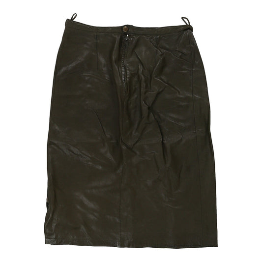 Vintage 1970/80's Marie Francoise Skirt - 28W UK 8 Khaki Leather