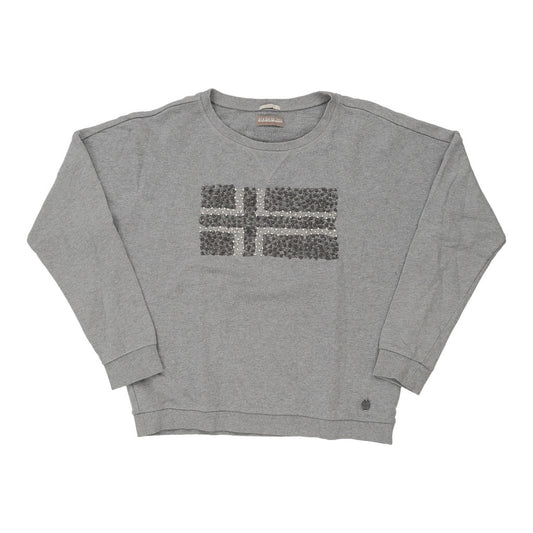 Vintage Loose Fit Napapijri Sweatshirt - XS Grey Cotton