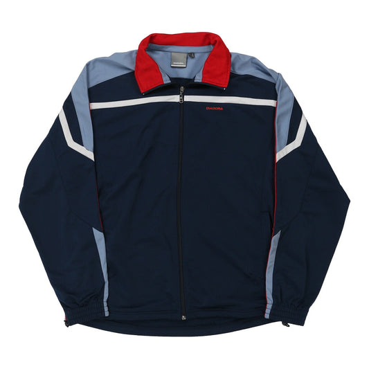Vintage Diadora Track Jacket - 2XL Navy Polyester