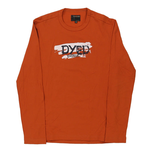 Vintage Energie Graphic Long Sleeve T-Shirt - Small Orange Cotton