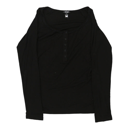Vintage Just Cavalli Long Sleeve Top - Large Black Cotton