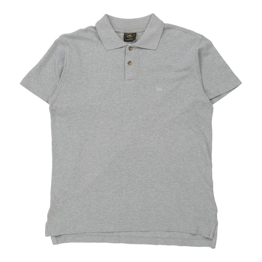 Vintage Lee Polo Shirt - Large Grey Cotton
