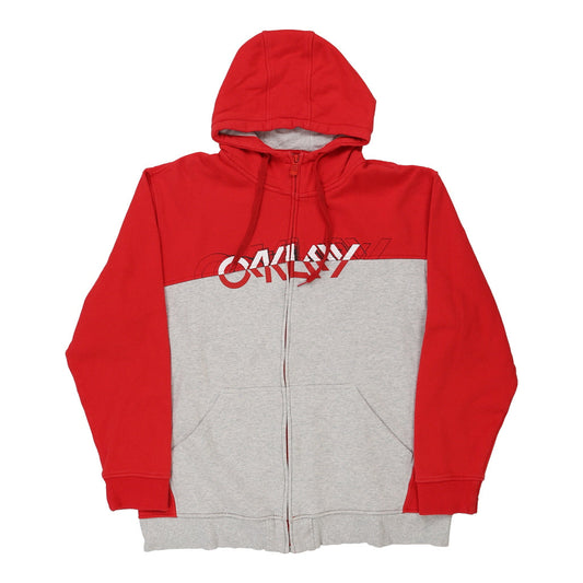 Vintage Oakley Spellout Hoodie - 2XL Grey Cotton