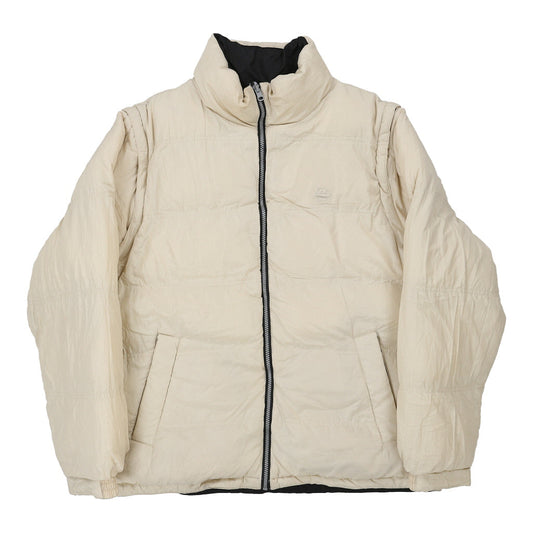 Vintage Zip Off Sleeves Lee Reversible Puffer - 2XL Cream Polyester