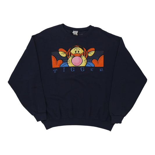 Vintage Tigger Made In USA Disney Cartoon Sweatshirt - XL Navy Cotton