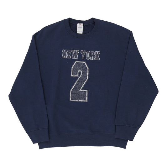Vintage navy New York Fruit Of The Loom Sweatshirt - mens large