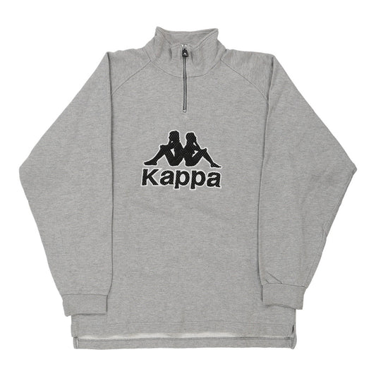 Vintage Kappa Spellout 1/4 Zip - Medium Grey Cotton