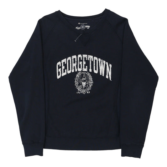 Vintage Georgetown Champion Collared Sweatshirt - Medium Navy Cotton