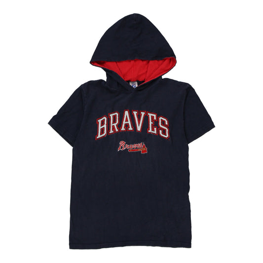 Vintage navy Atlanta Braves Logo 7 Hoodie - mens medium